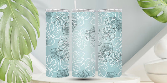 Monstera & Plumeria Flower 20oz Tumbler