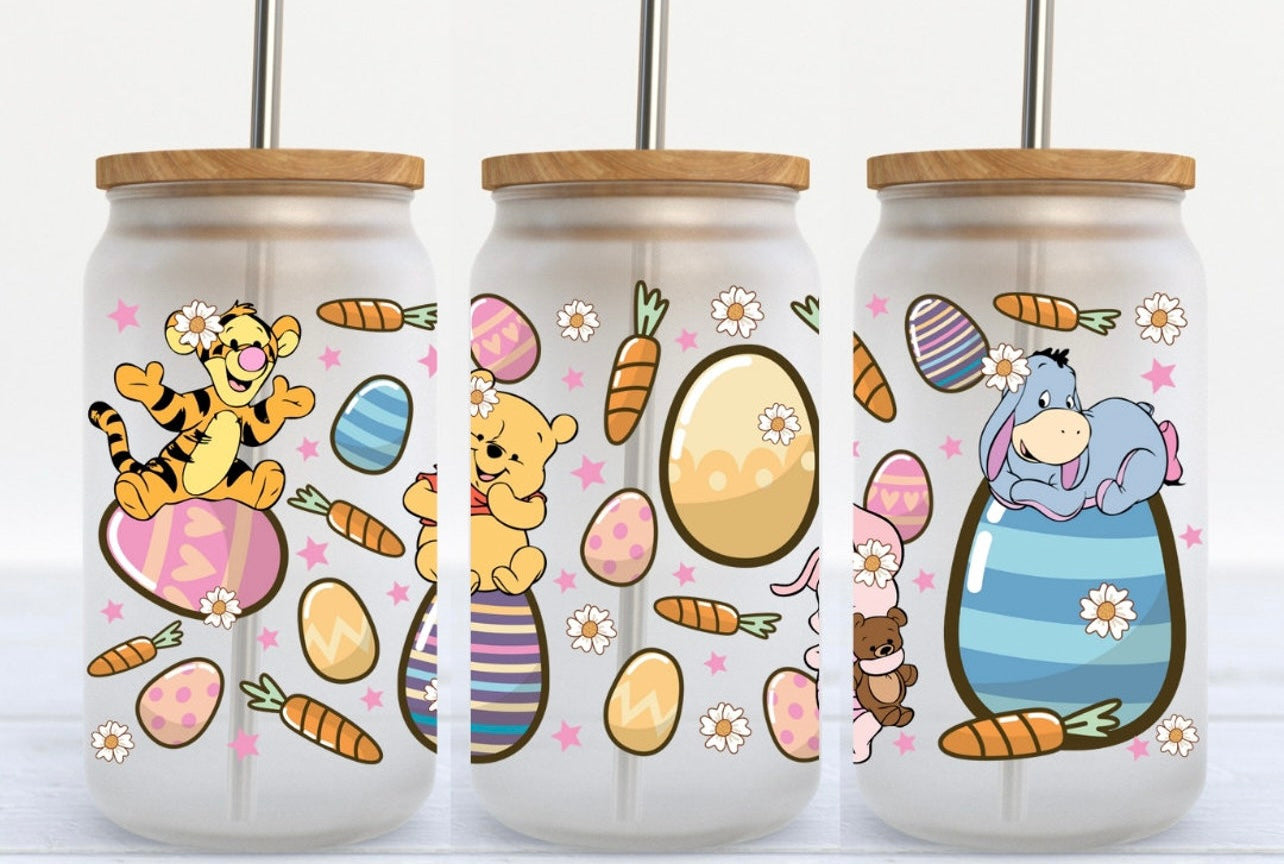 Pooh & Crew Easter 16oz Glass Can