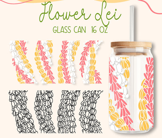 Flower Lei 16oz Glass Can