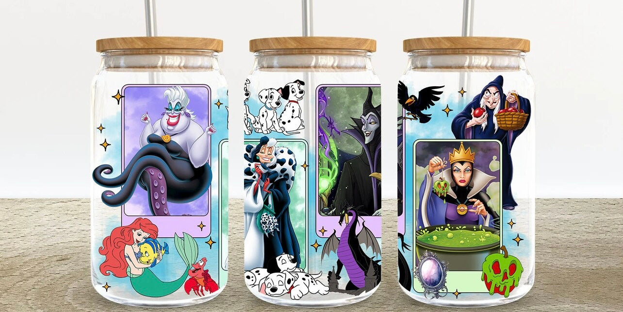 Magical Villans 16oz Glass Can