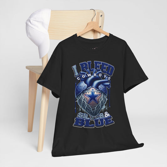 Dallas Cowboys Unisex Tee, I Bleed Silver & Blue, NFL Tshirt, Football Fan Shirt, Sports Tee