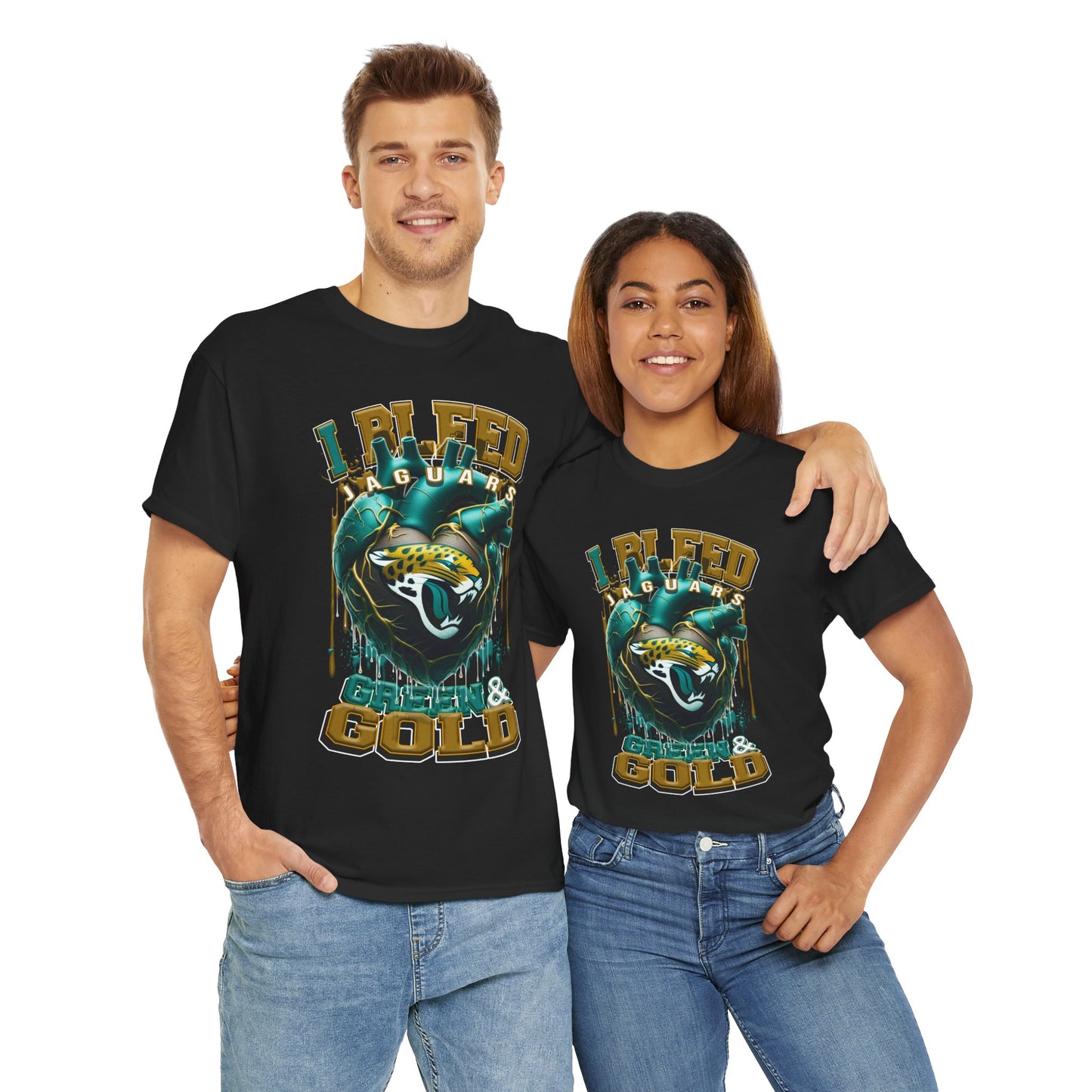 Jacksonville Jaguars Unisex Tee, I Bleed Green & Gold, NFL Tshirt, Football Fan Shirt, Sports Tee