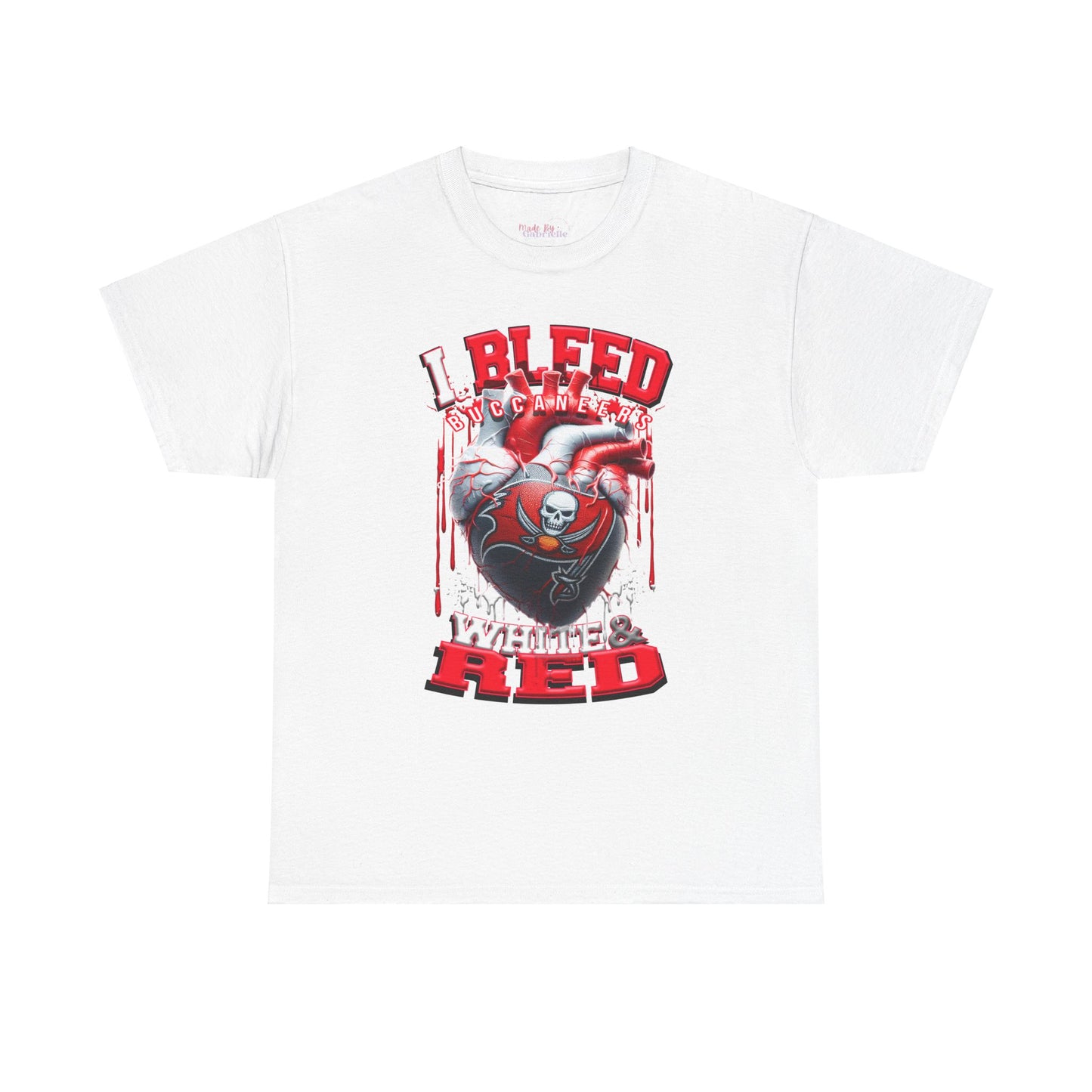 Tampa Bay Buccaneers NFL Unisex Heavy Cotton Tee, I Bleed White & Red Shirt, Florida Fan Gift