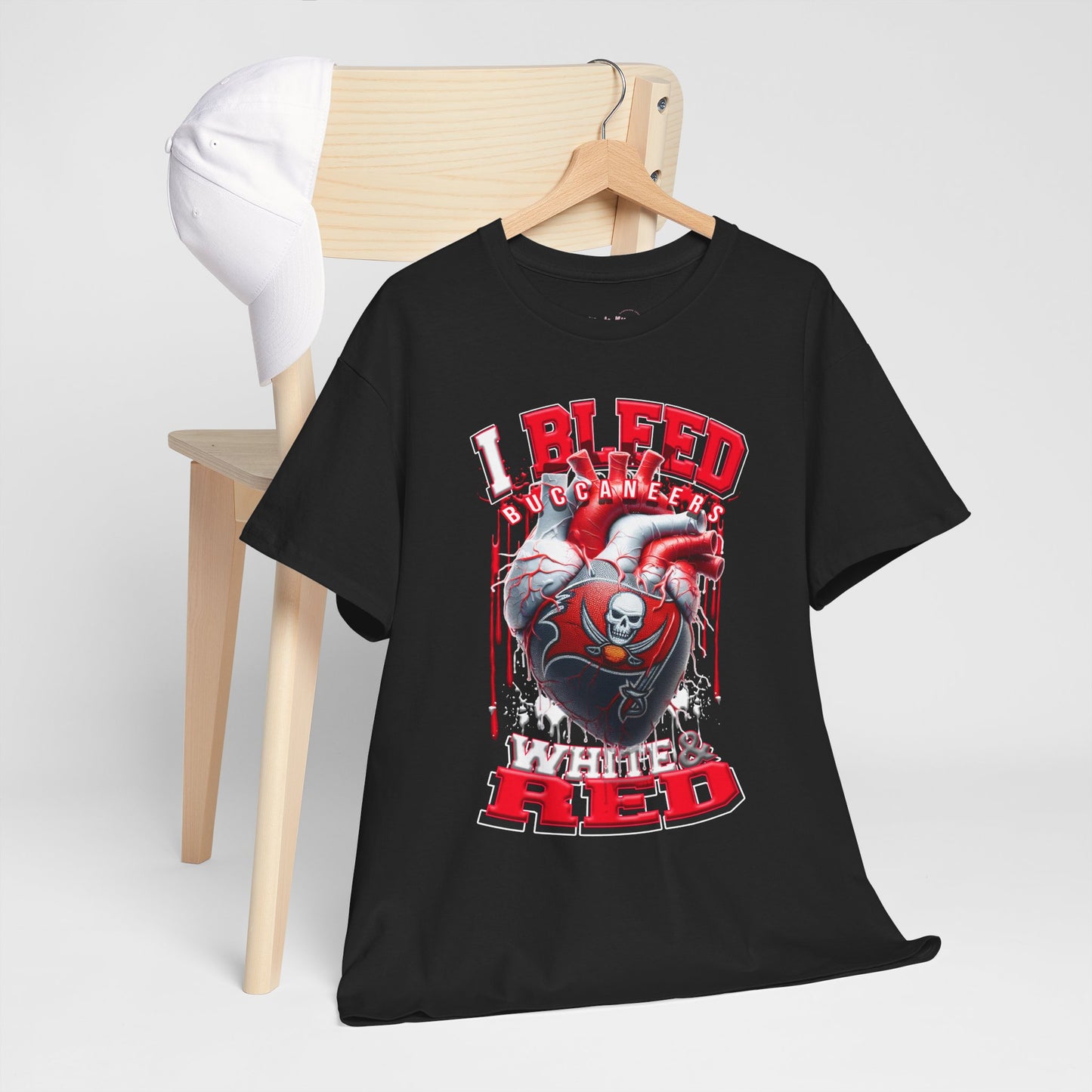 Tampa Bay Buccaneers NFL Unisex Heavy Cotton Tee, I Bleed White & Red Shirt, Florida Fan Gift