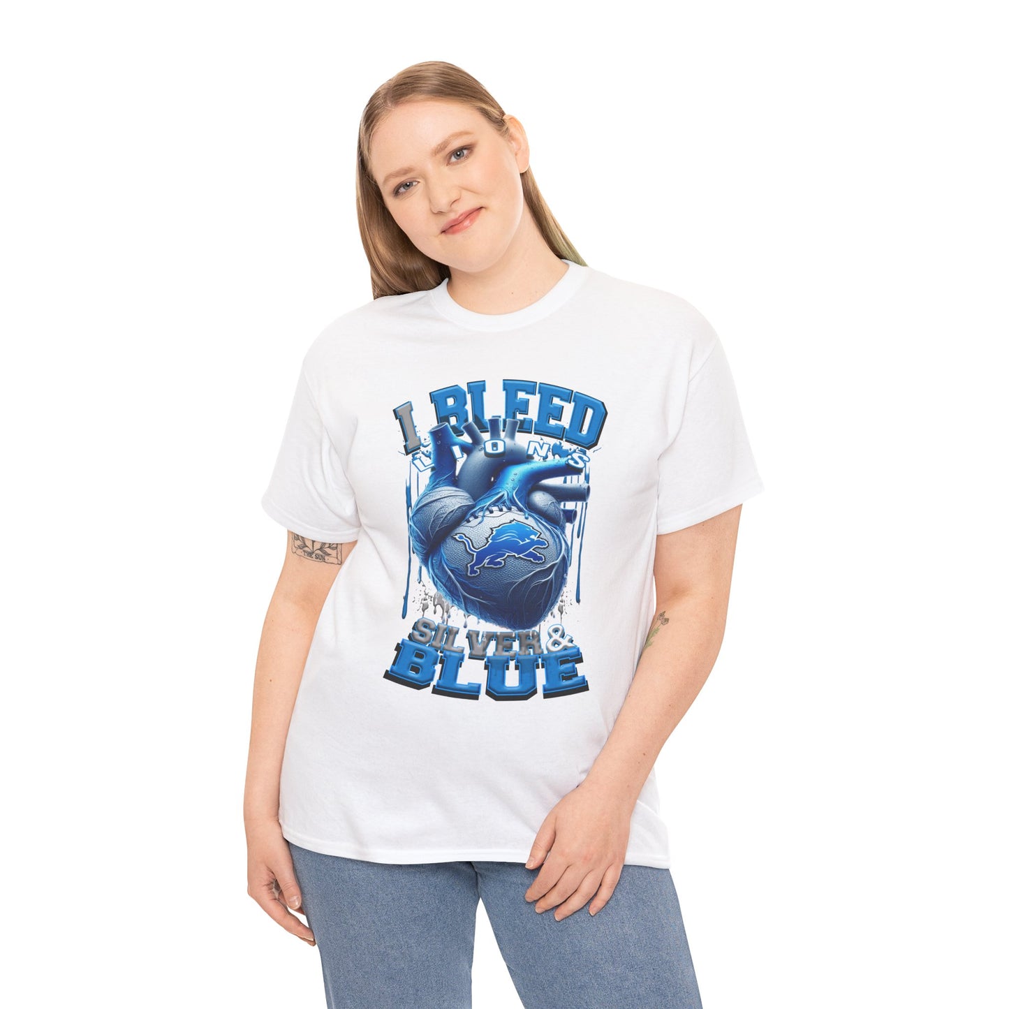 Detroit Lions Unisex Tee, I Bleed Silver & Blue, NFL Tshirt, Football Fan Shirt, Sports Tee