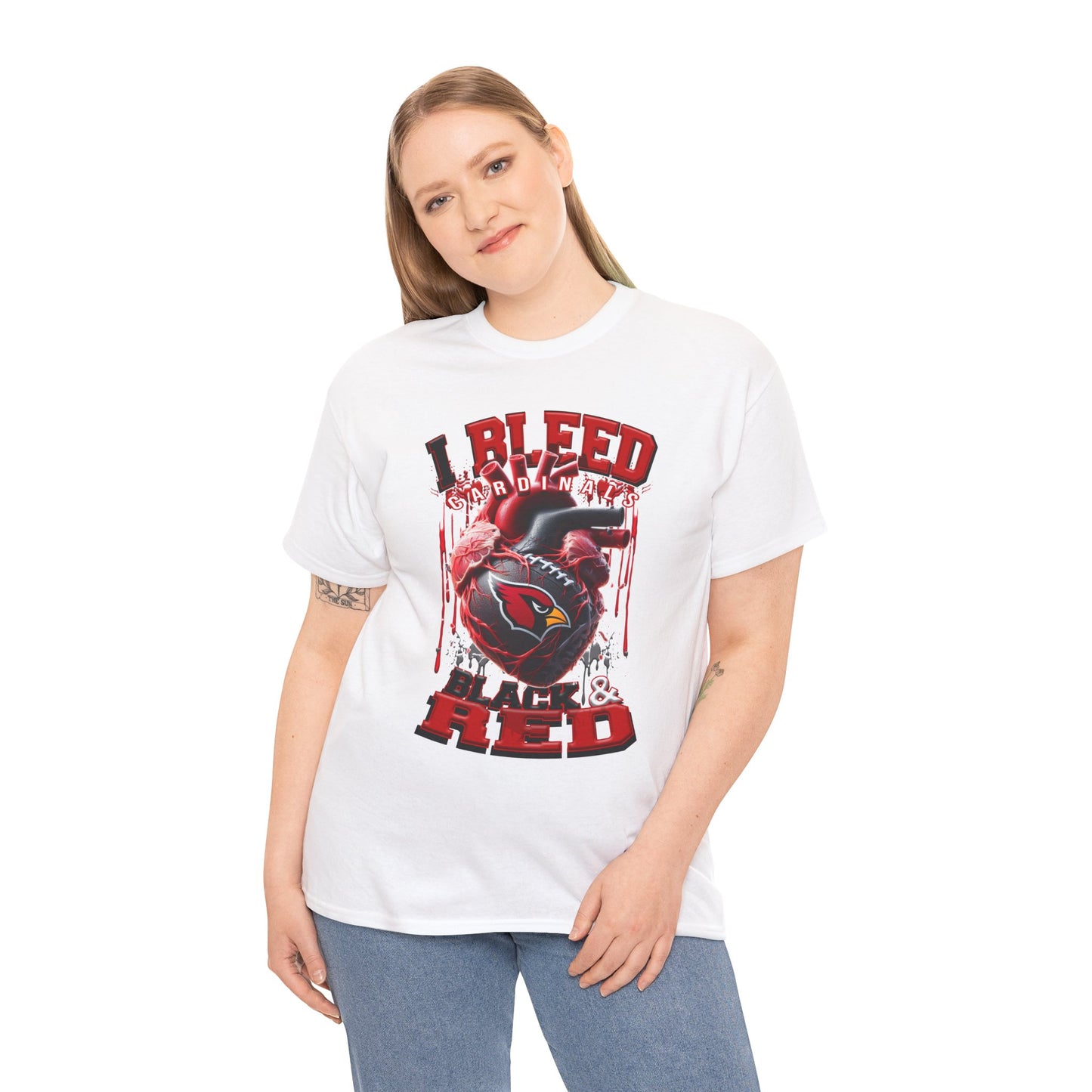 I Bleed White and Gold AZ Cardinals NFL Tshirt - Unisex Retro Crewneck, Trending Tshirt