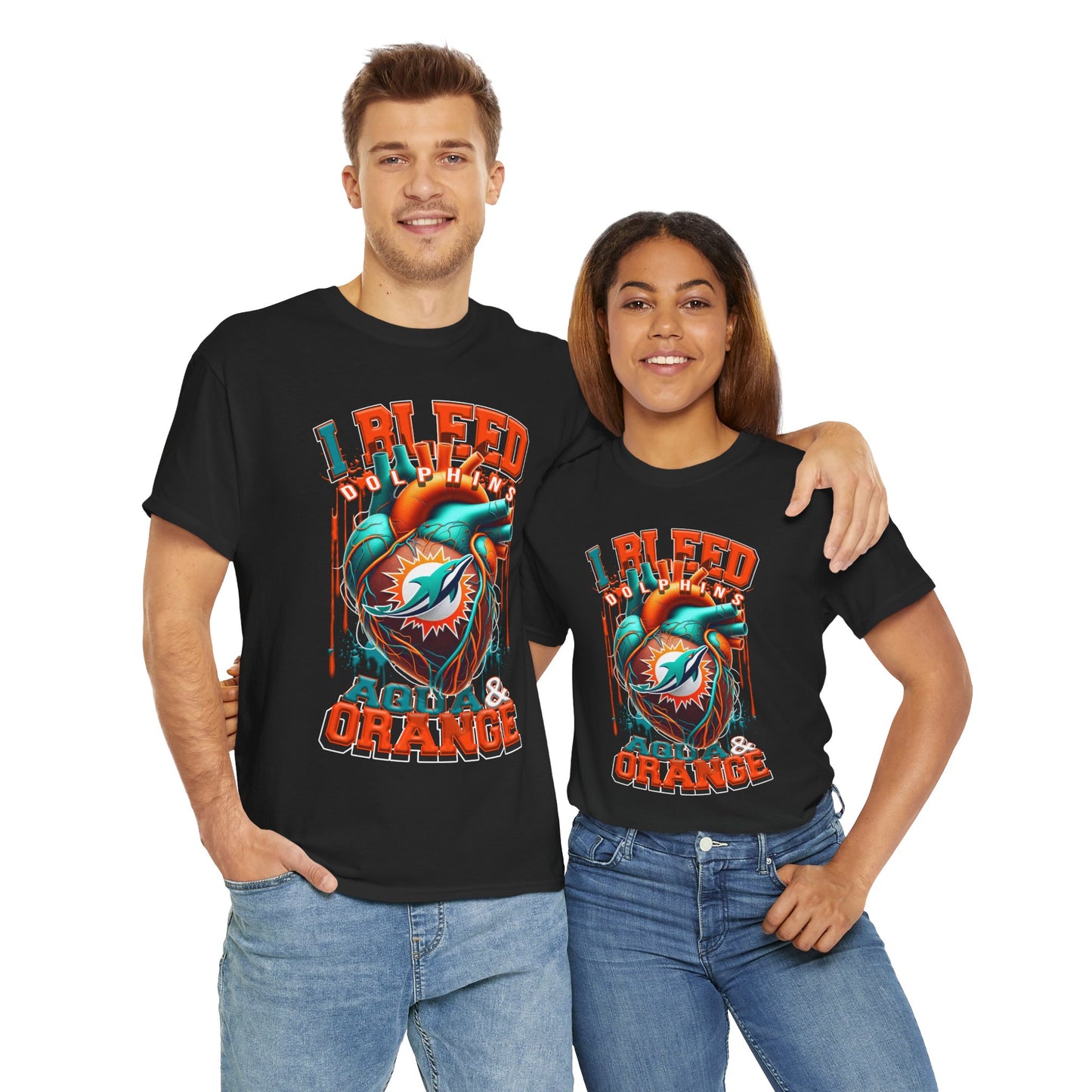 Miami Dolphins Unisex Tee, I Bleed Agua & Orange, NFL Tshirt, Football Fan Shirt, Sports Tee