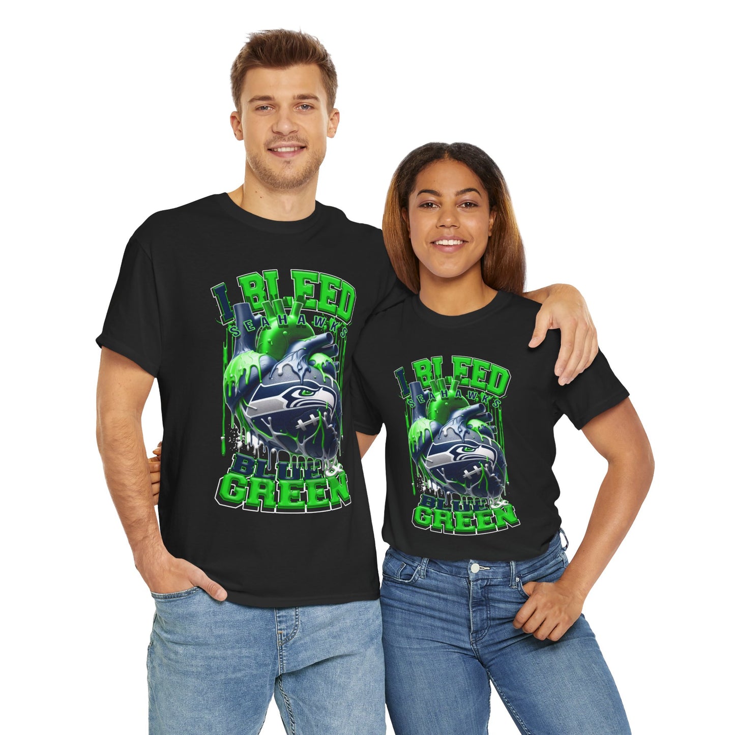 Seattle Seahawks Unisex Tee, I Bleed Blue & Green, NFL Tshirt, Football Fan Shirt, Sports Tee