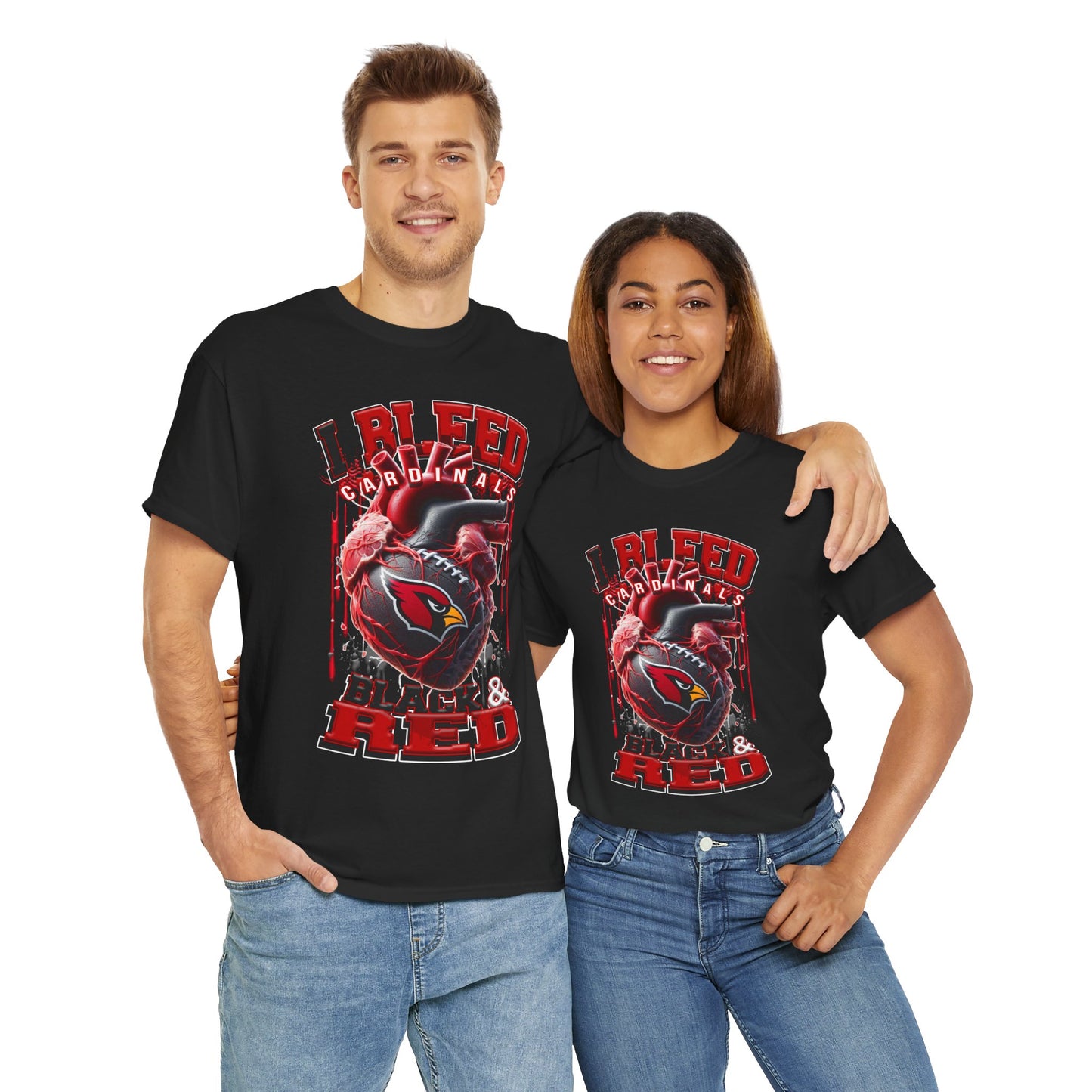 Copy of I Bleed White and Gold AZ Cardinals NFL Tshirt - Unisex Retro Crewneck, Trending Tshirt