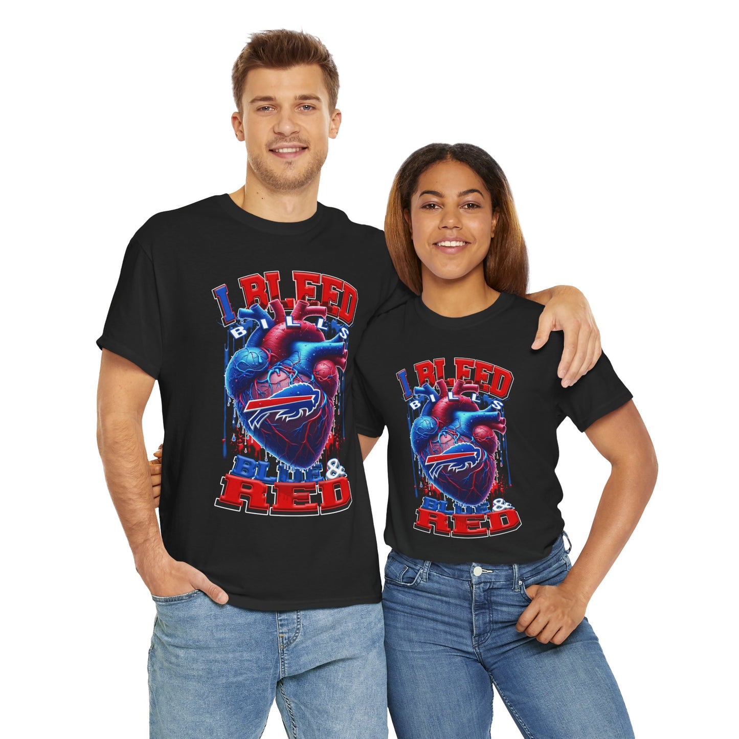 Buffalo Bills Unisex Tee, NFL Tshirt, I Bleed Blue and Red Shirt, Bills Fan Apparel, Football Team Top