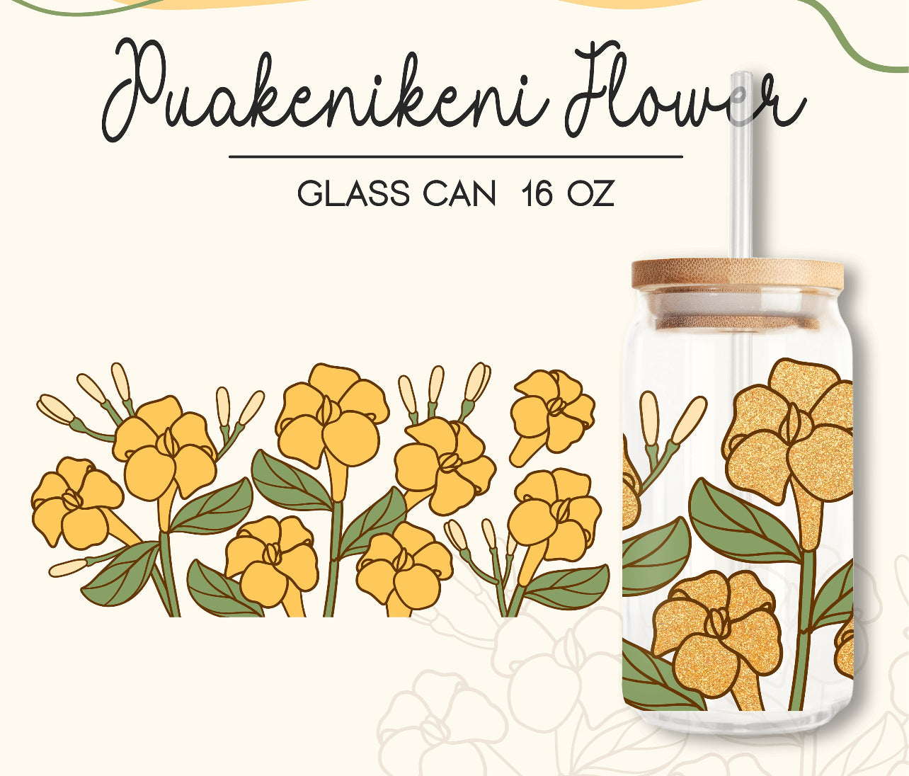 Puakenikeni Flower 16oz Glass Can