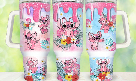 Pink Drip Angel 40oz Dupe Tumbler