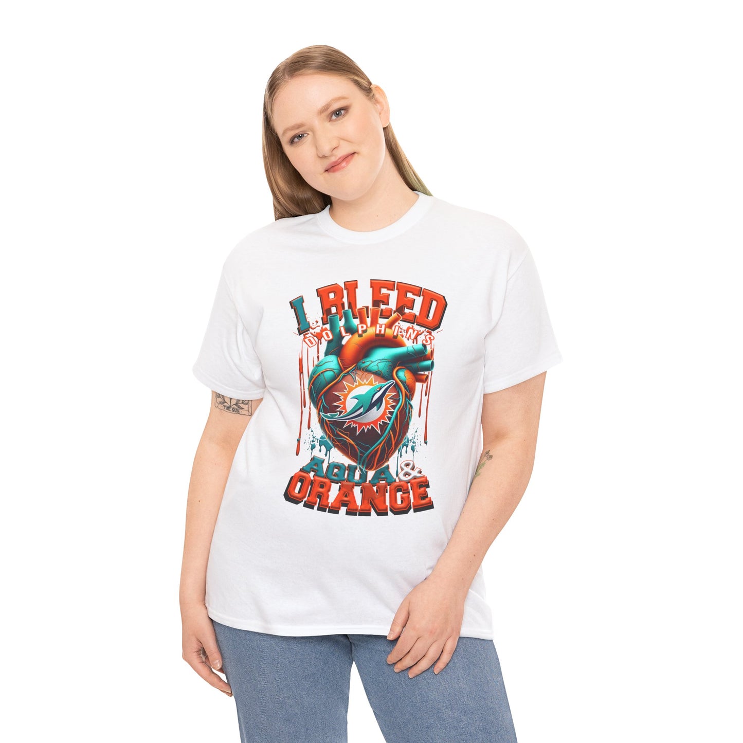 Miami Dolphins Unisex Tee, I Bleed Agua & Orange, NFL Tshirt, Football Fan Shirt, Sports Tee