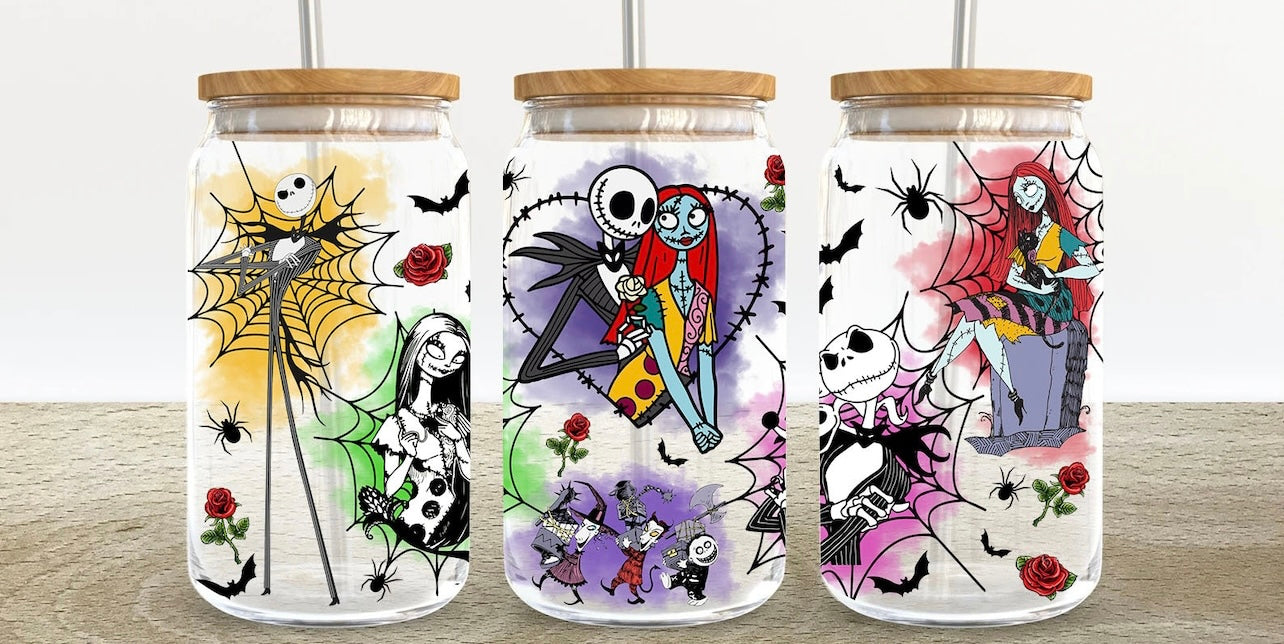 Nightmare before Christmas 16oz Glass Can