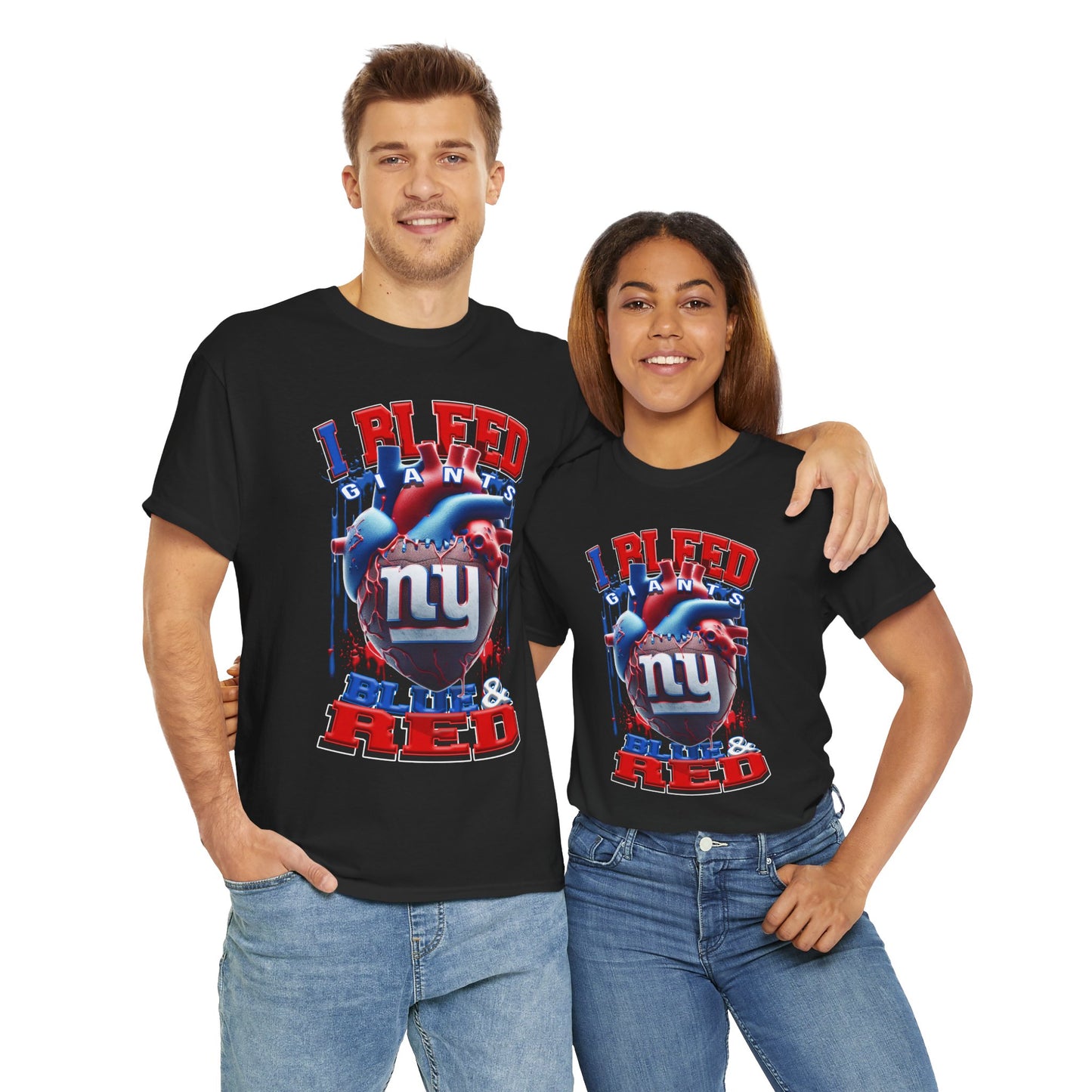 New York Giants Unisex Tee, I Bleed Blue & Red, NFL Tshirt, Football Fan Shirt, Sports Tee