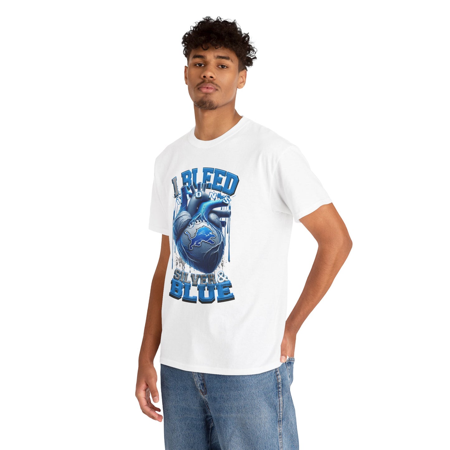 Detroit Lions Unisex Tee, I Bleed Silver & Blue, NFL Tshirt, Football Fan Shirt, Sports Tee