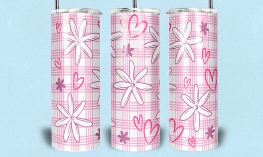 Tiare Hearts on Pink Palaka 20oz Tumbler