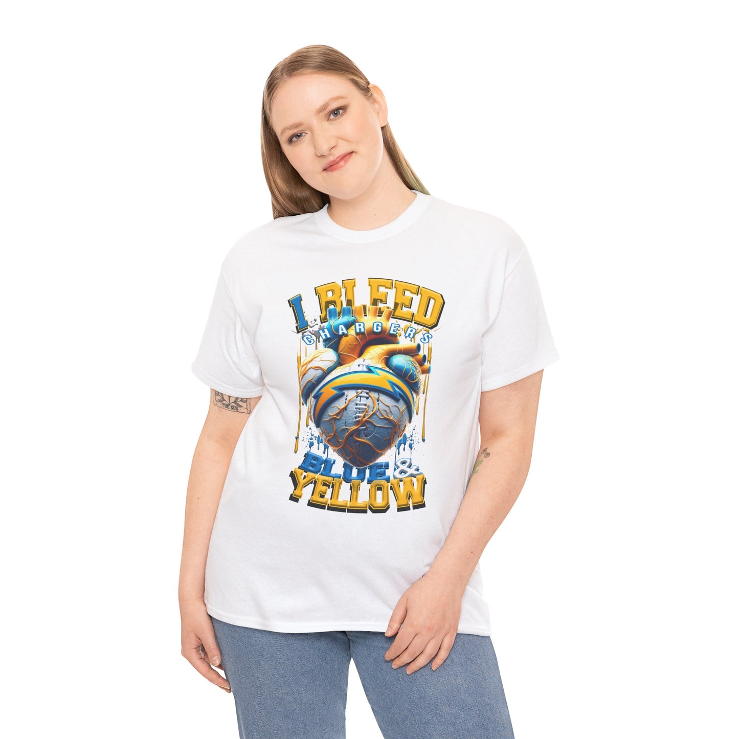 LA Chargers Unisex Tee, I Bleed Blue & Yellow, NFL Tshirt, Football Fan Shirt, Sports Tee