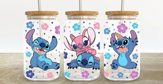 Stitch & Angel 16oz Glass Can