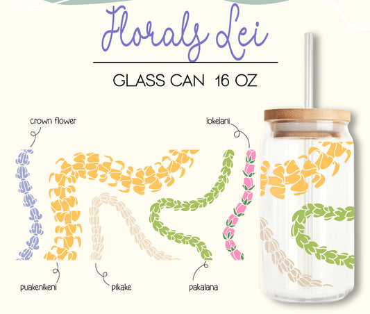 Florals Lei 16oz Glass Can