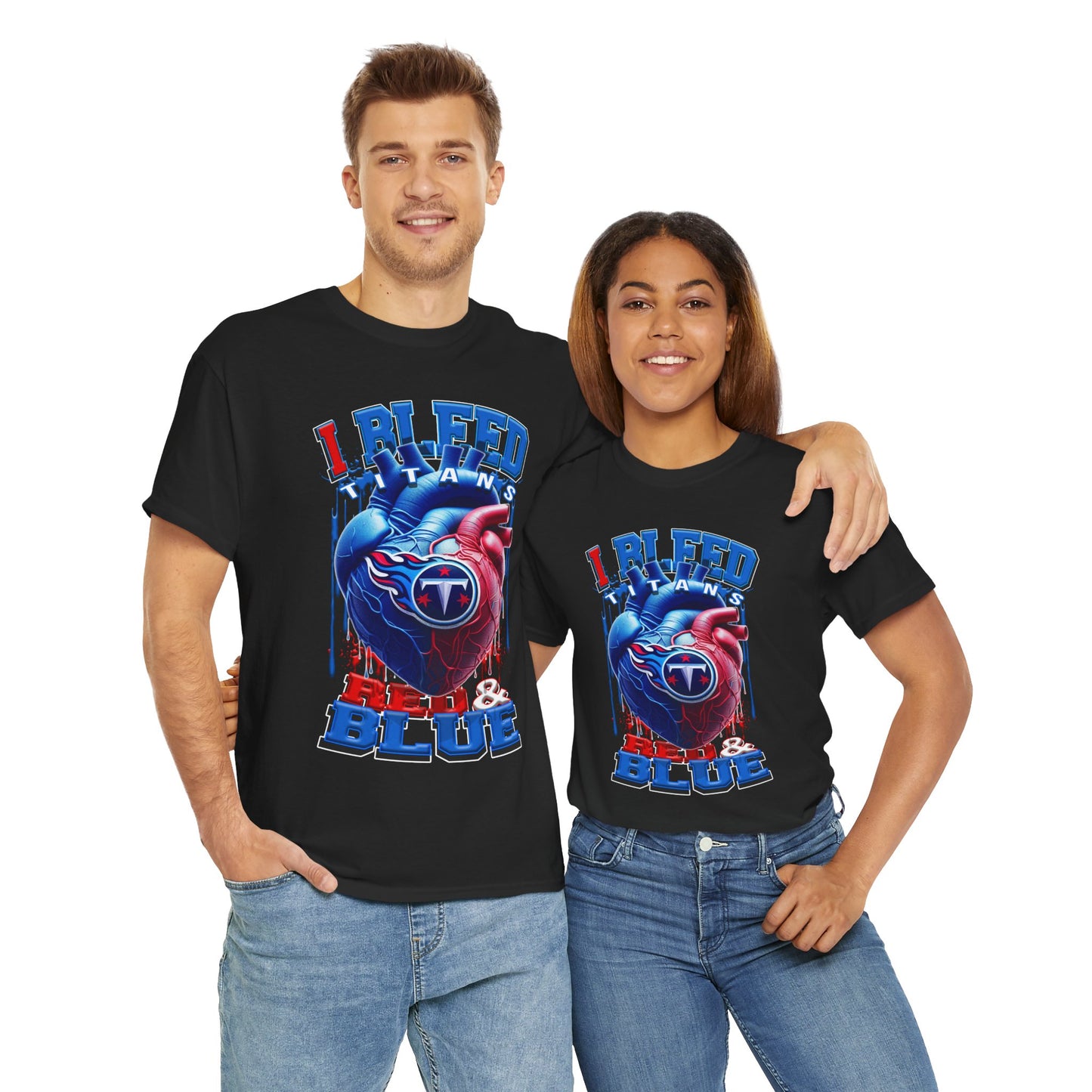 Tennessee Titans Unisex Tee, I Bleed Blue & Red, NFL Tshirt, Football Fan Shirt, Sports Tee