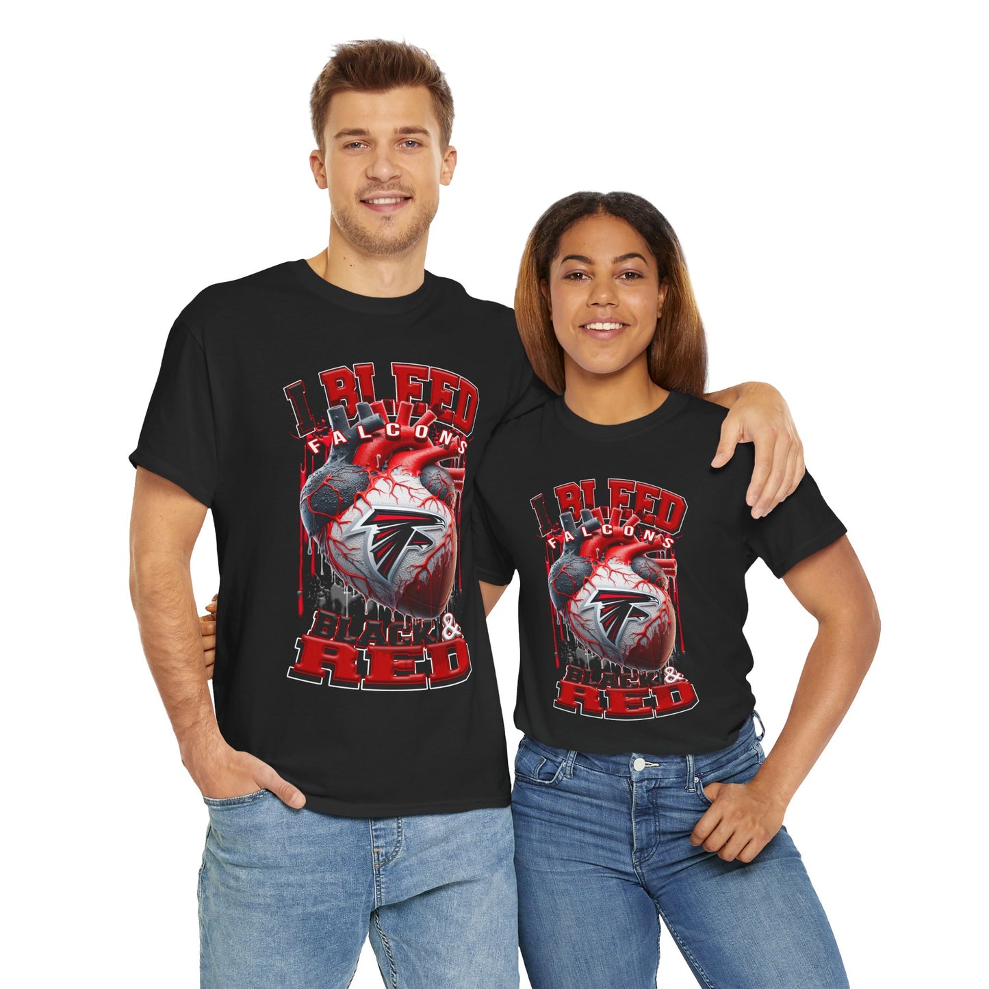 I Bleed White and Gold ATL Falcons NFL Tshirt - Unisex Retro Crewneck, Trending Tshirt