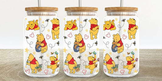 Winnie the pooh 16oz Glass Can