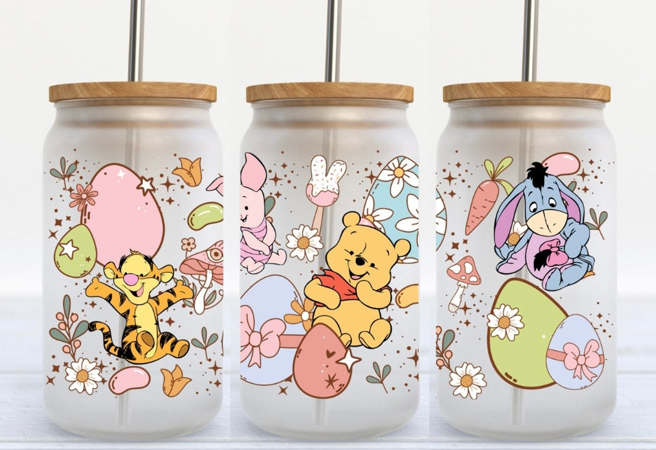 Pooh & Crew Easter 16oz Glass Can