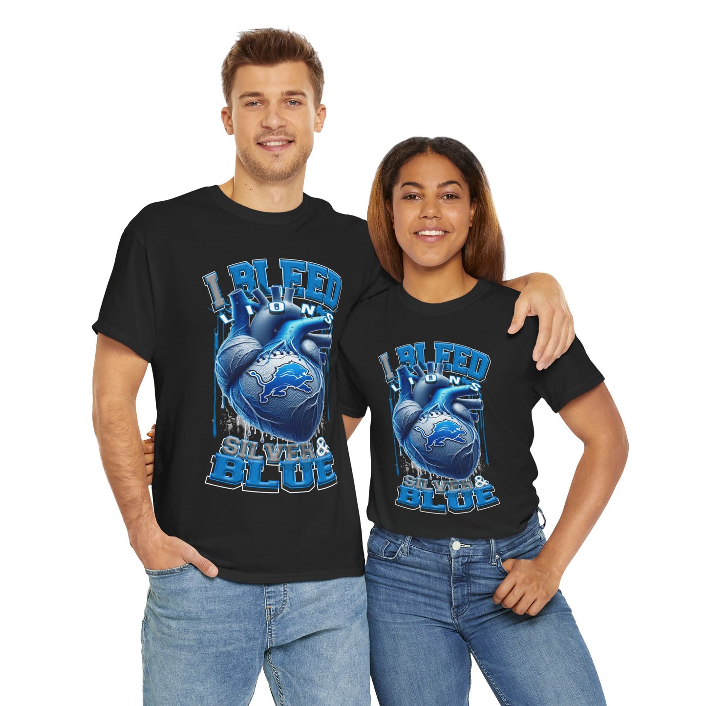 Detroit Lions Unisex Tee, I Bleed Silver & Blue, NFL Tshirt, Football Fan Shirt, Sports Tee