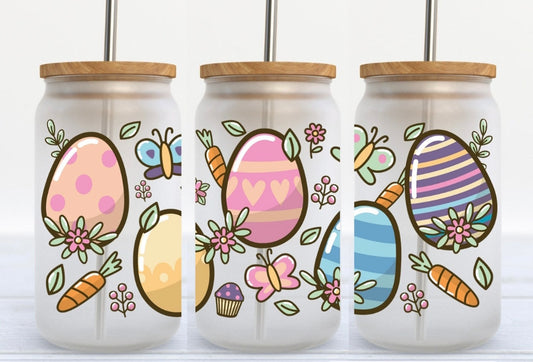 Easter Eggs 16oz Glass Can