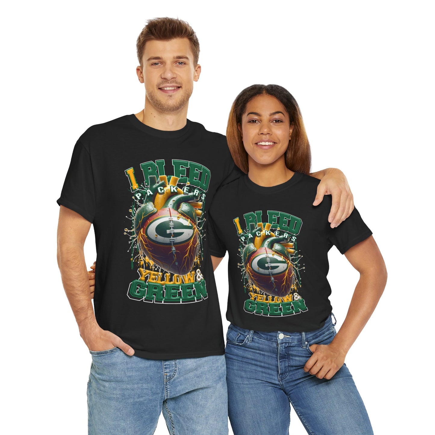 Green Bay Packers Unisex Tee, I Bleed Yellow & Green, NFL Tshirt, Football Fan Shirt, Sports Tee