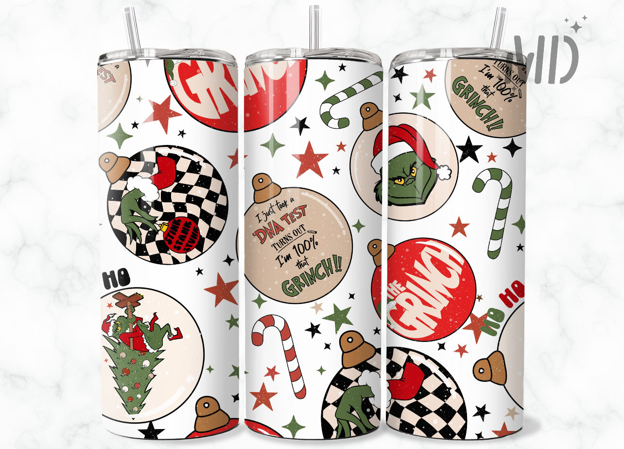 Grinchy Ornaments Christmas 20oz Tumbler