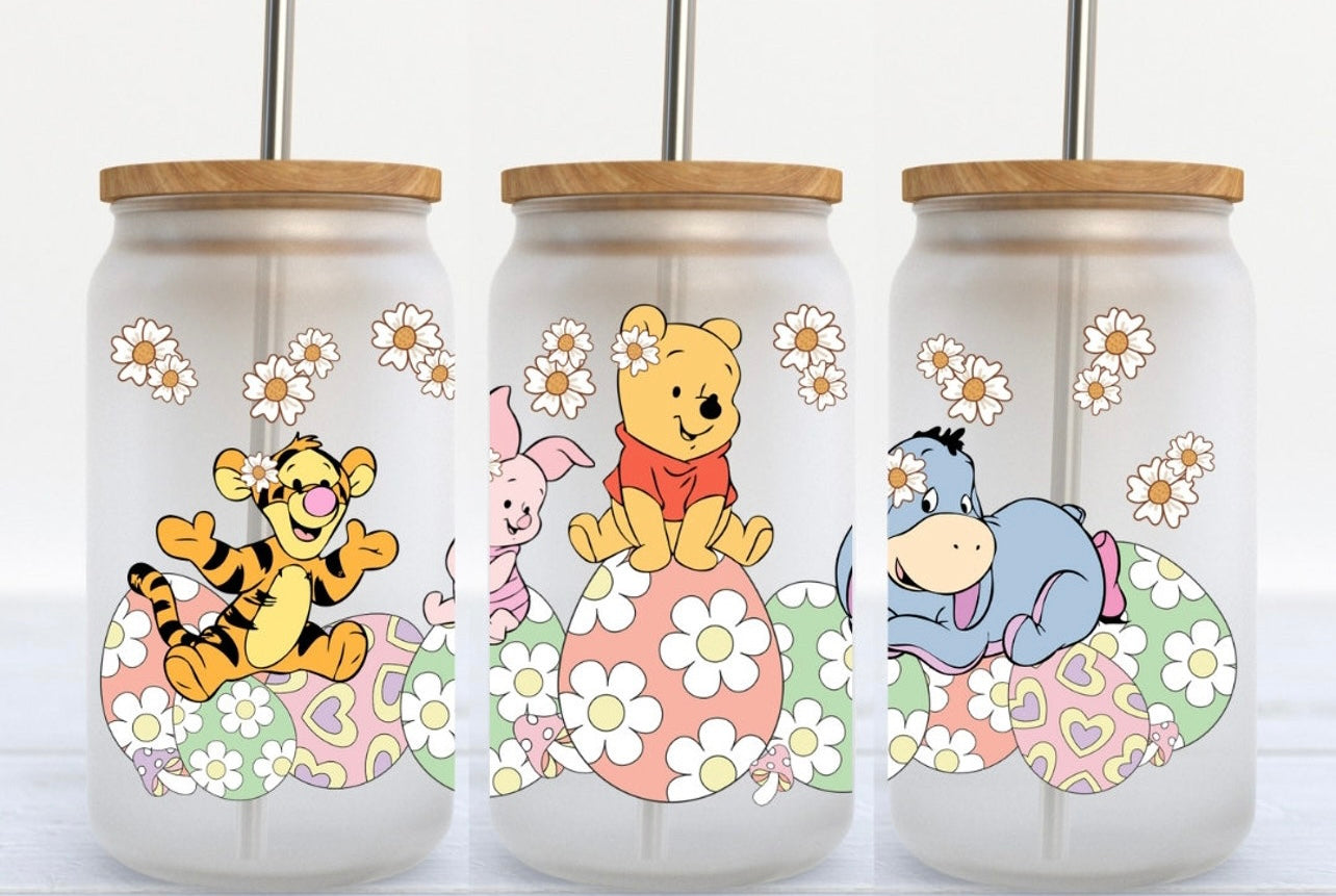 Pooh & Crew Easter 16oz Glass Can