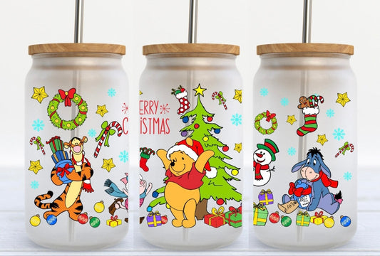 Winnie & Friends Christmas 16oz Glass Can