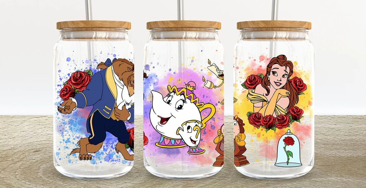 Beauty & Beast 16oz Glass Can