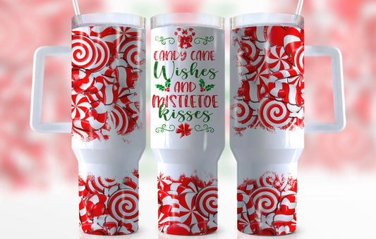 Candy cane wishes & mistletoe kisses 40oz Dupe Tumbler