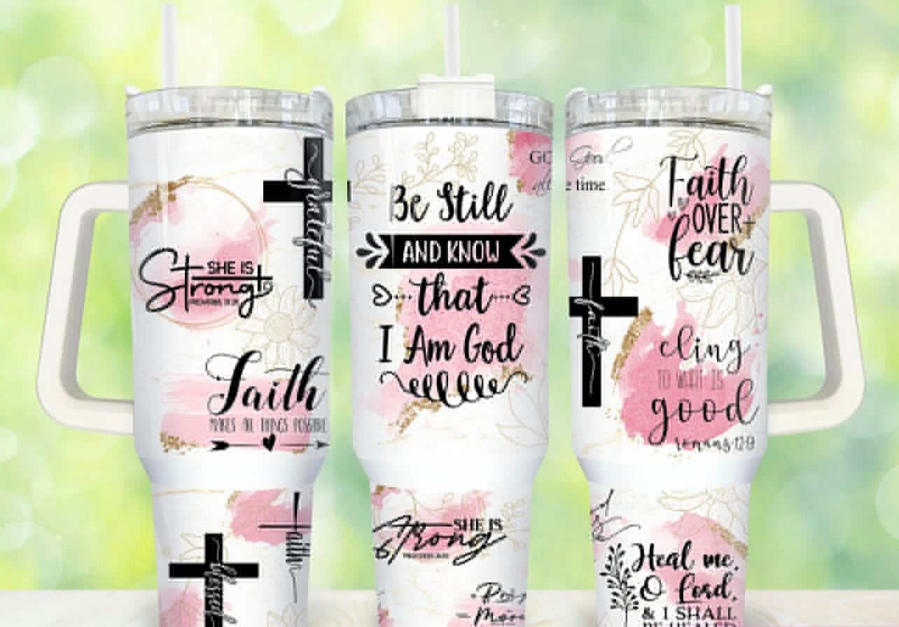 Faith Over Fear Scriptures 40oz Dupe Tumbler