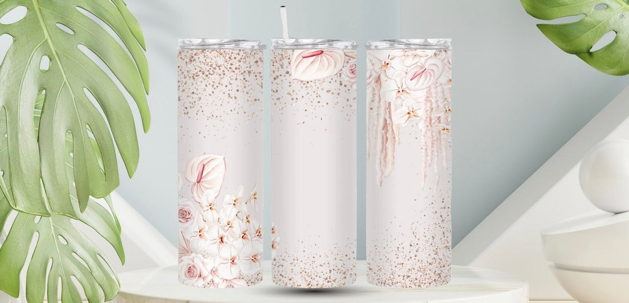 Pink Glitter Orchid 20oz Tumbler