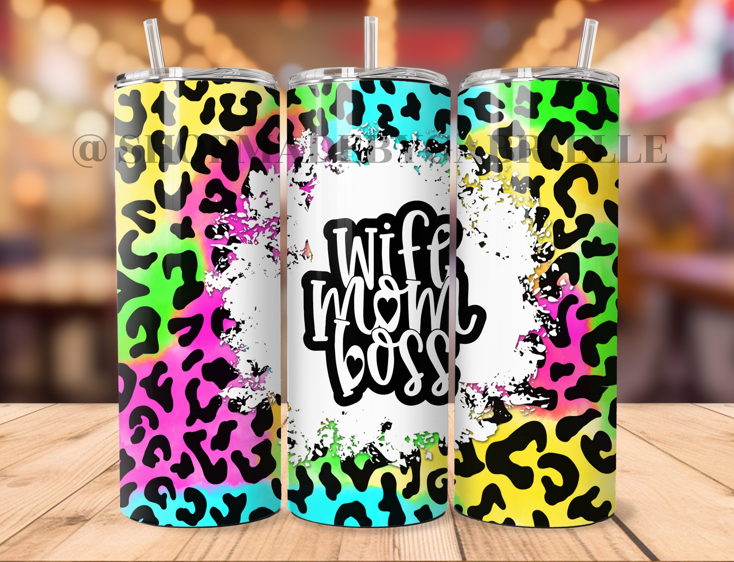 Wife mom boss Cheetah 20oz Tumbler