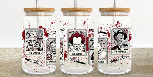 Halloween Villans 16oz Glass Can