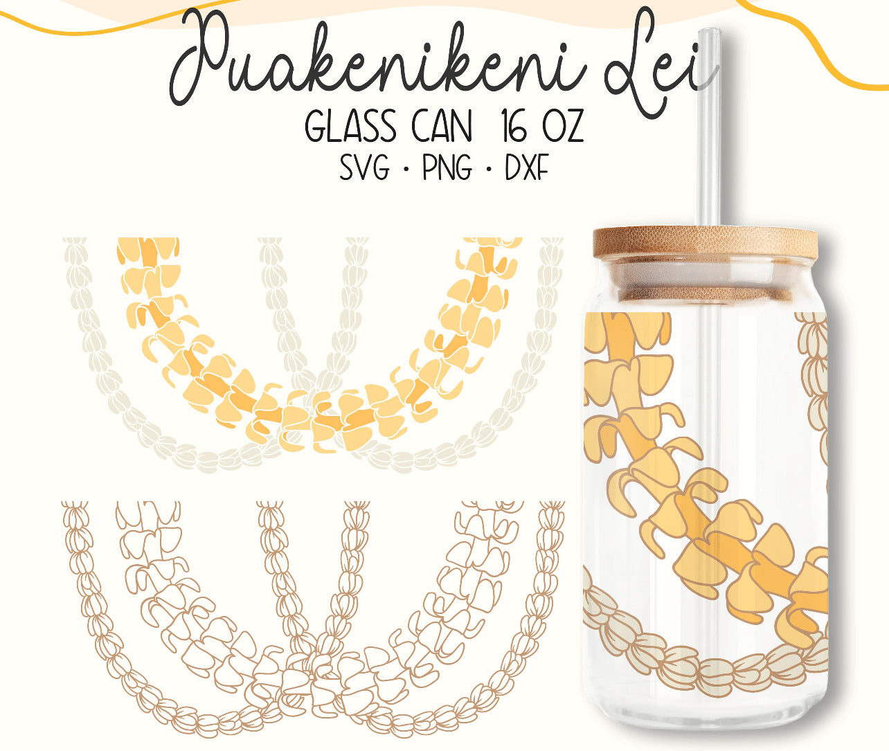 Puakenikeni Hanging Lei 16oz Glass Can