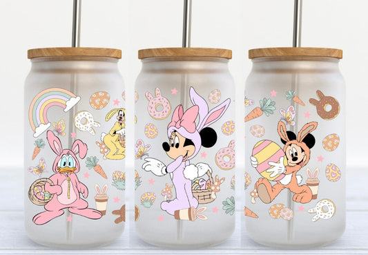 Pastel Mouse & Crew Easter 16oz Glass Can