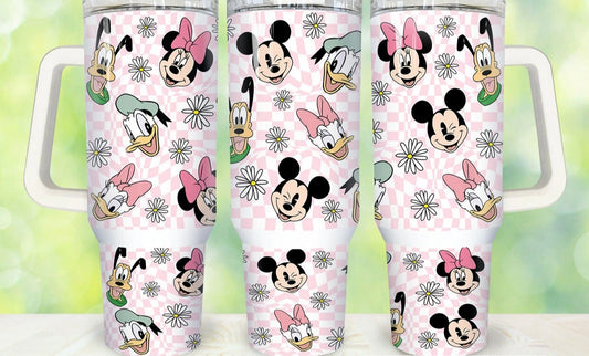 Pink Plaid Magical Faces 40oz Dupe Tumbler