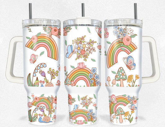 Flowery Rainbows 40oz Dupe Tumbler