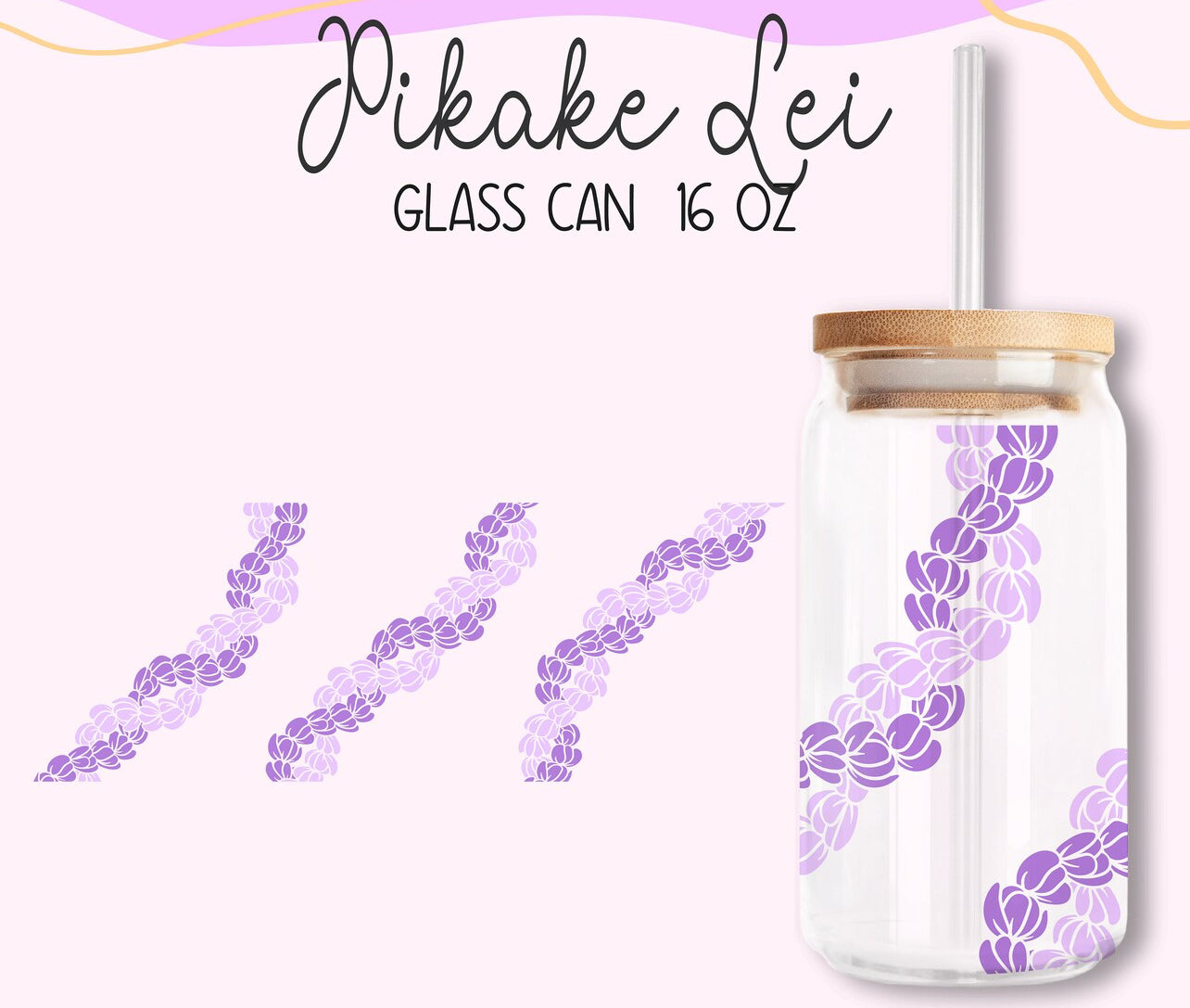 Purple Pikake Lei 16oz Glass Can