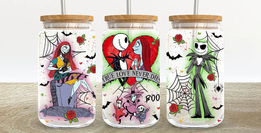 Jack & Sally 16oz Glass Can