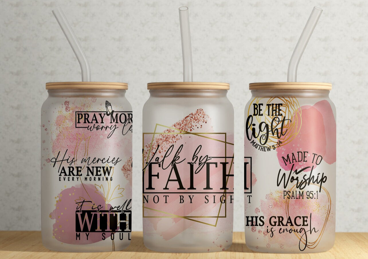 Walk by Faith 16oz Glass Can