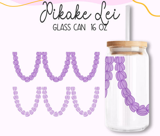 Purple Pikake Triple Lei 16oz Glass Can