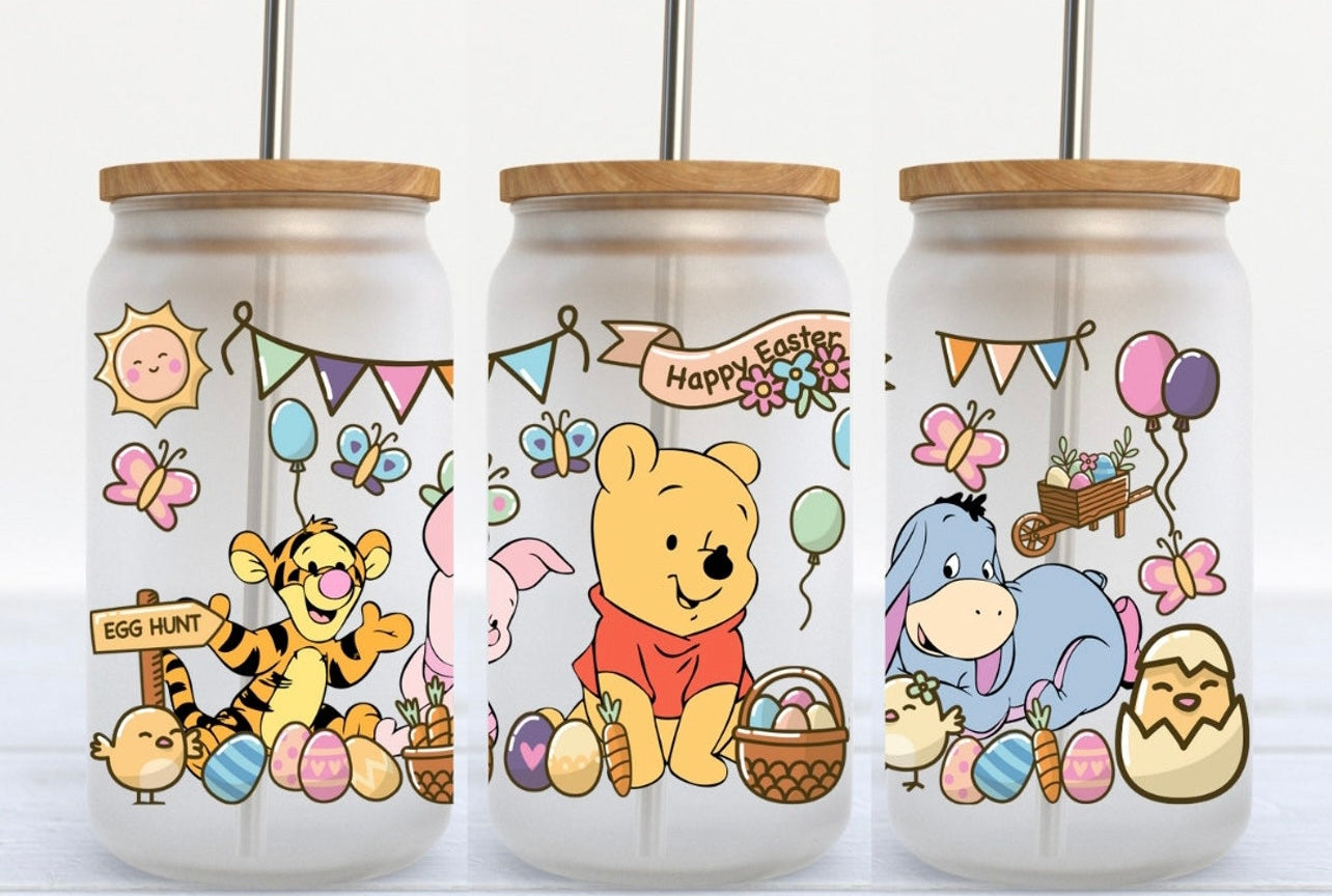 Pooh & Crew Easter 16oz Glass Can