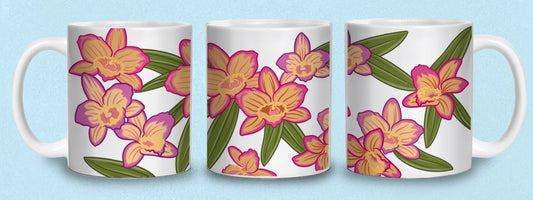 Pink & Orange Orchid Mug